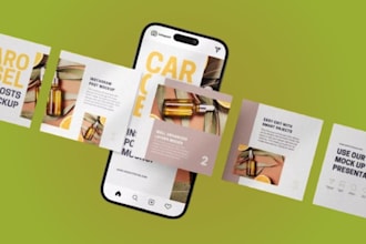 design social media posts, instagram carousels and roblox youtube thumbnail