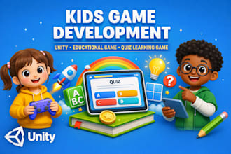 develop kids game, unity game, educational game development, quiz learning game
