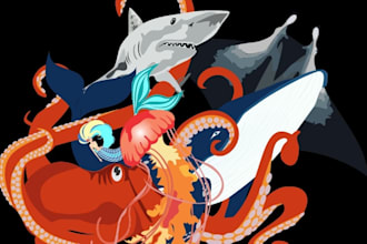 create a  life of the ocean t shirt illustration