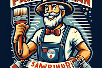 design high quality painter vintage logo with t shirt design