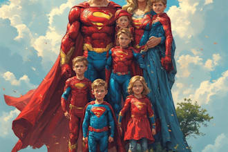 design a family superhero portraits for you