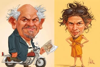 draw artistic cartoon caricatures