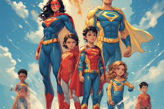 design a family superhero portraits for you
