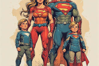 create a family superhero portraits for you