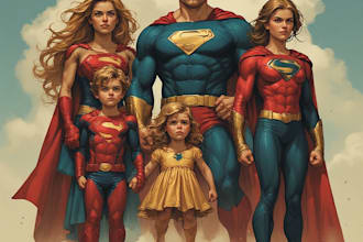 make a family superhero portraits for you