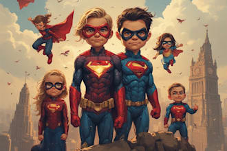 design a family superhero portraits for you