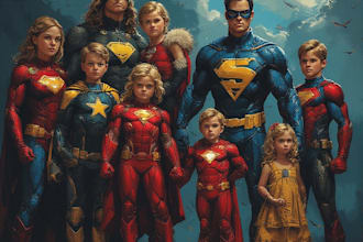 create a family superhero portraits for you