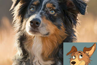 draw a cute disney style pet portrait