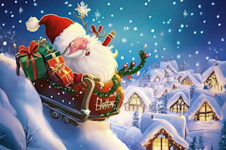 make a group christmas caricature cartoon, holiday