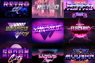 design a retro 80s synthwave 3d logo creations