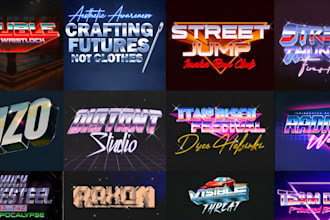 design a retro 80s synthwave 3d logo and neon text effect