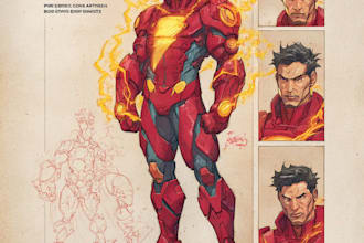 design premium superhero caricature character