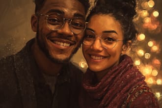 create a unique christmas couple portrait