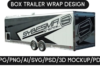 design box trailer wrap, semi trailer wrap, any vehicle wrap design