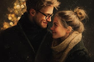 desing a cute christmas couple portrait