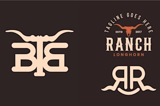 design cattle brand, western, ranch farm logo