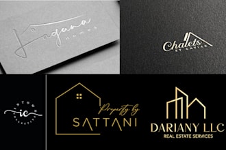 do fancy professional real estate signature logo design and branding kit