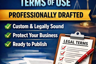 draft professional terms and conditions, terms of service, and terms of use