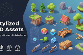 design stylized and cartoon 3d assets for unity, unreal, and mobile games