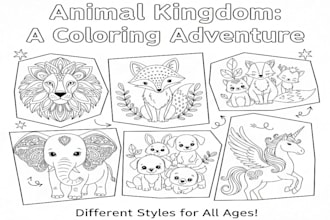 create animal line art coloring pages and wildlife, pet coloring book interiors