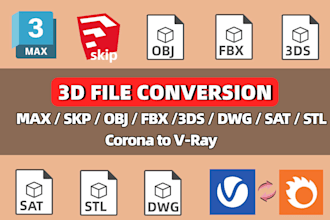 convert 3d file format to another extension, obj, fbx, 3ds, max, skip and more