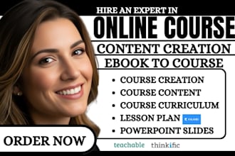 create ebook online course content course curriculum lesson plan course creation