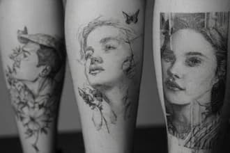 create minimalist line art tattoo with my style