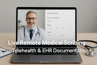 provide live medical scribing and ehr documentation for telehealth consultation