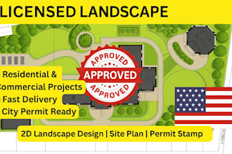 provide licensed landscape architect 2d site plans engineering for USA permit