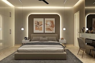 render minimalist bedroom interior  design for residential commercial building