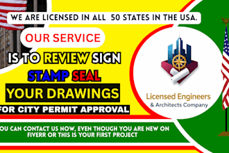 apply licensed pe stamp, architectural stamp, mep stamp for city permit approval