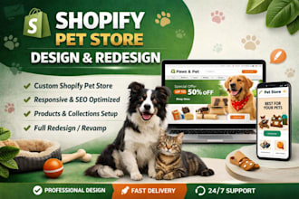 design a high converting shopify pet store website for pet products