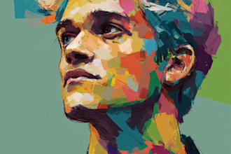 abstract art, portrait, oil paint, digital art in unique style