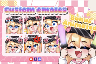 draw animated twitch emotes vtuber emotes and cute chibi emoji discord emoji