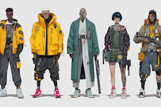 draw cyberpunk character or concept illustrations