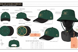 design trucker cap, cap tech pack, dad cap, bucket hat for manufacturing