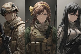 draw history and military anime, fan arts, and original characters