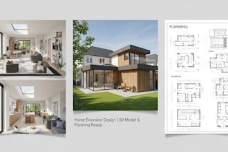 create professional UK home extension designs and  planning permission drawings