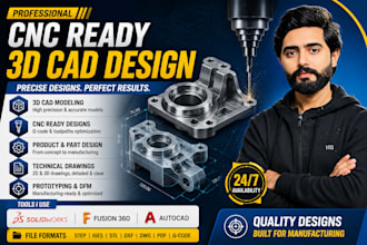 create mechanical cad designs and cnc ready 3d models
