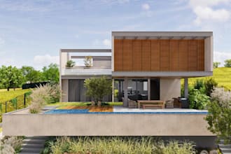 vray 3d private villa house,sustainable home design,exterior render,outdoor flow