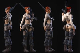 be 3d character modeler,stylized survivor model,rig3d, animate unity model,ue4,5