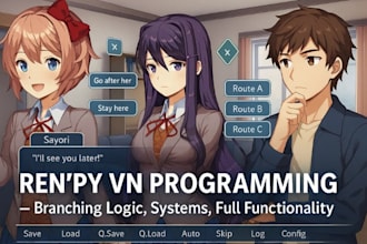 code your renpy visual novel, branching logic, systems, and full functionality