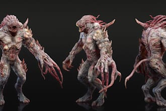 design a 3d creature or monster for games with rigging and pbr textures