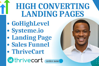 design high converting landing page, funnels in gohighlevel or systeme io