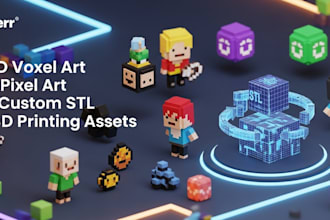 create 3d voxel art, 3d pixel art, stl custom game assets, and 3d printing model