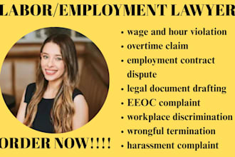 be your employment lawyer for workplace disputes, harassment, and labor claims