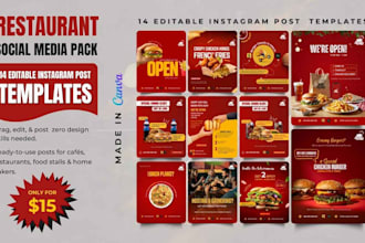 create ready to use instagram templates for restaurants
