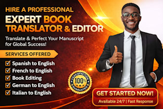professional translate your book into spanis to english, french to english