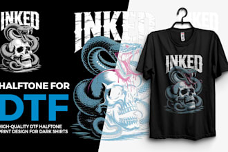 create dtf halftone designs for black tshirts