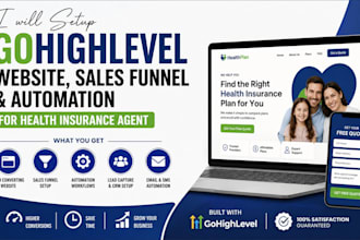 setup gohighlevel website sales funnel and automation for health insurance agent